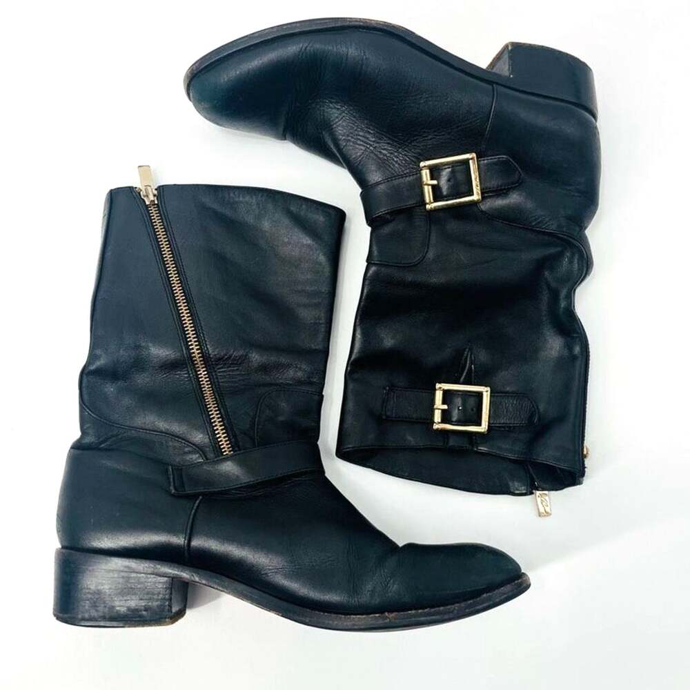 Vero Cuoio Italian Leather Mid Calf Bootie Black Womens Size 9M